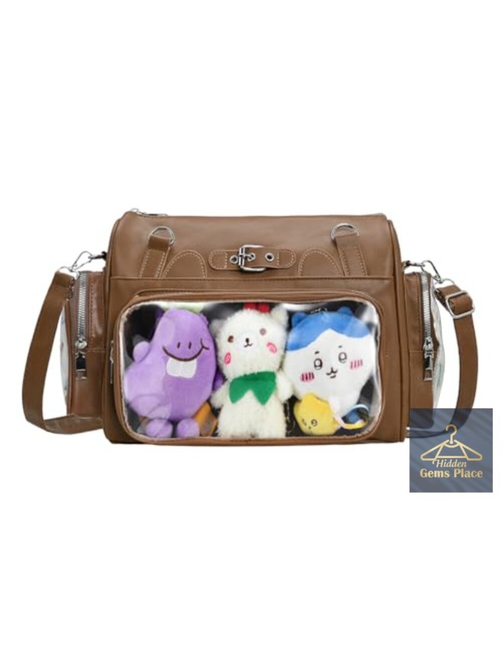 ITA Bag Crossbody Backpack - Faux Leather Pin Display Bag for Dolls